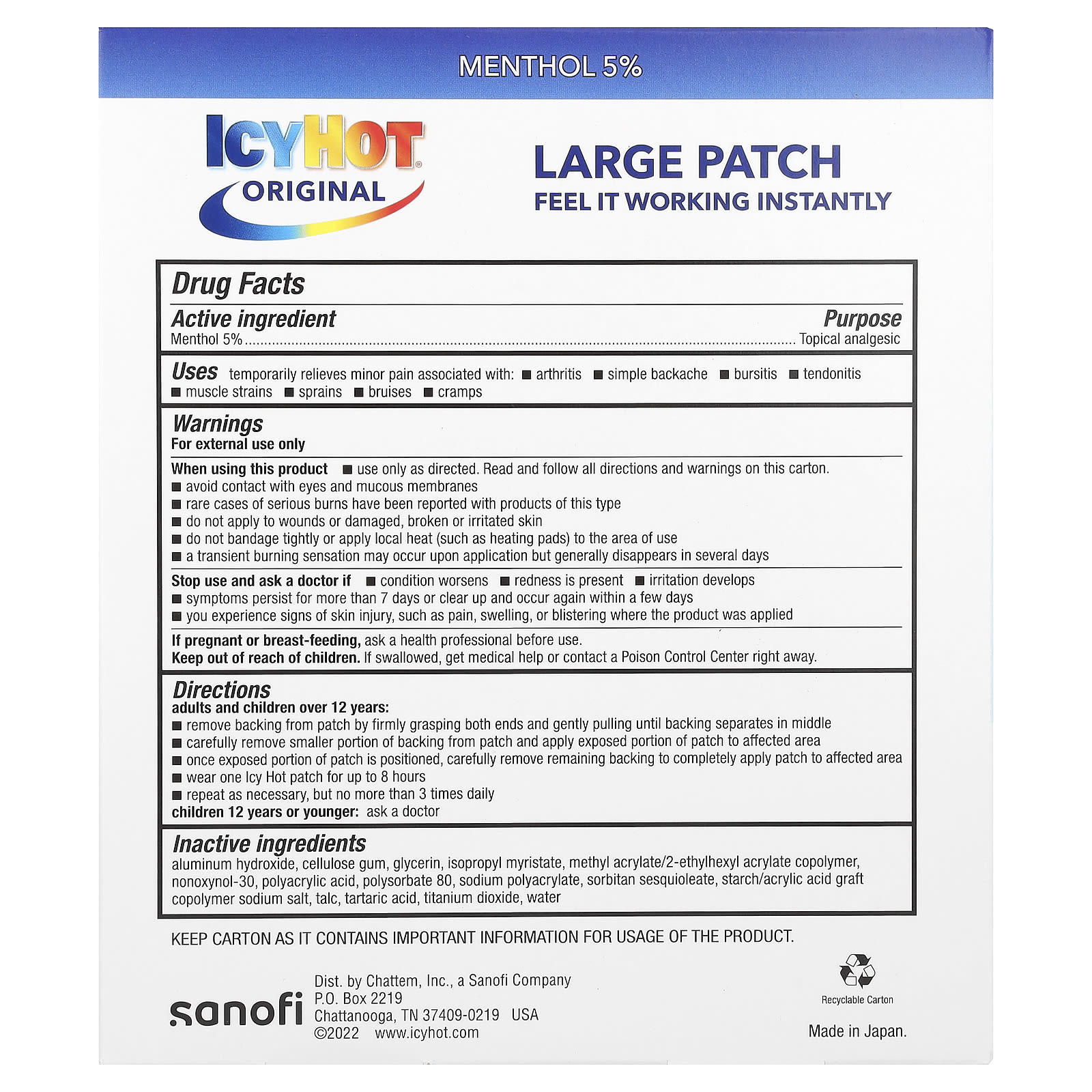 Instant Pain Relief with Icy Hot Patches - 5 Count - Image 2