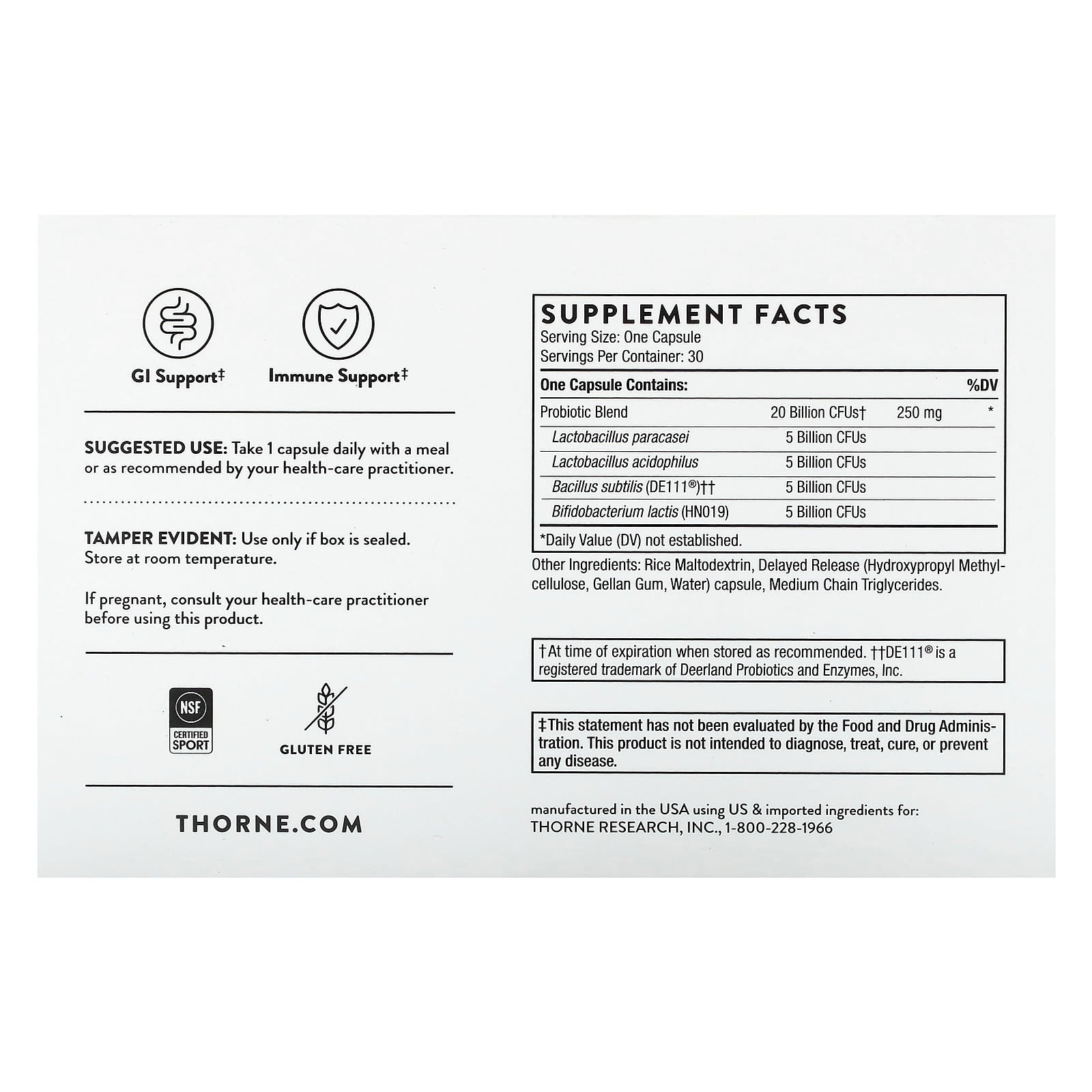 Thorne, FloraSport 20B, 30 Capsules - Image 2