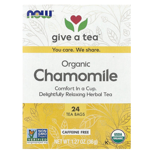 NOW Foods, Organic Chamomile, Caffeine Free, 24 Tea Bags, 1.27 oz (36 g) - Image 1