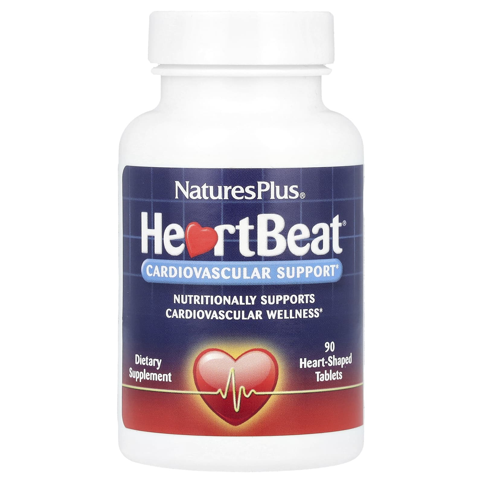 NaturesPlus, HeartBeat®, Cardiovascular Support, 90 Heart-Shaped Tablets - Image 1