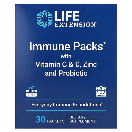 Life Extension, Immune Packs with Vitamin C & D, Zinc and Probiotic, 30 Packets - Image 1