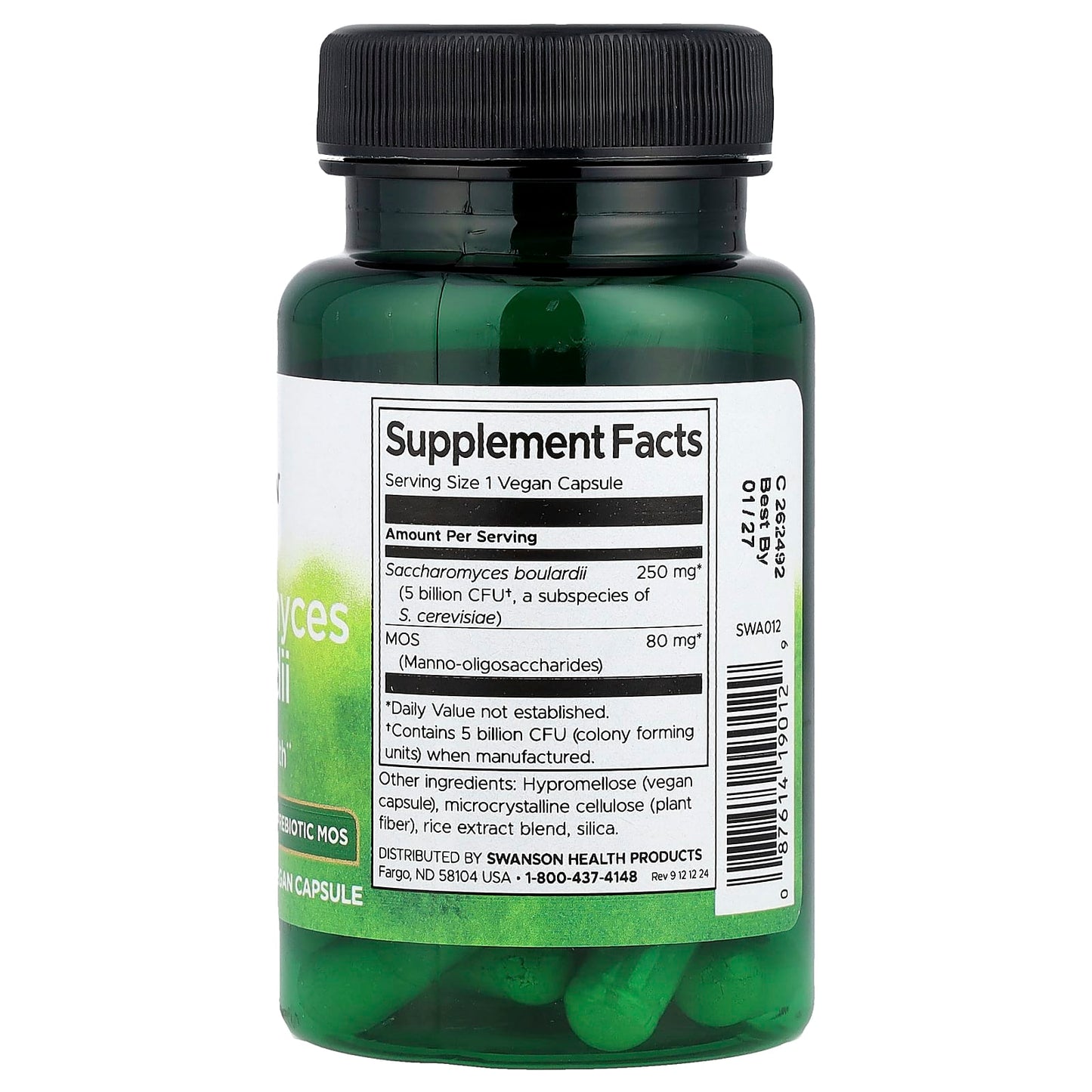 Swanson, Saccharomyces Boulardii with Prebiotic MOS, 30 Vegan Capsules - Image 2