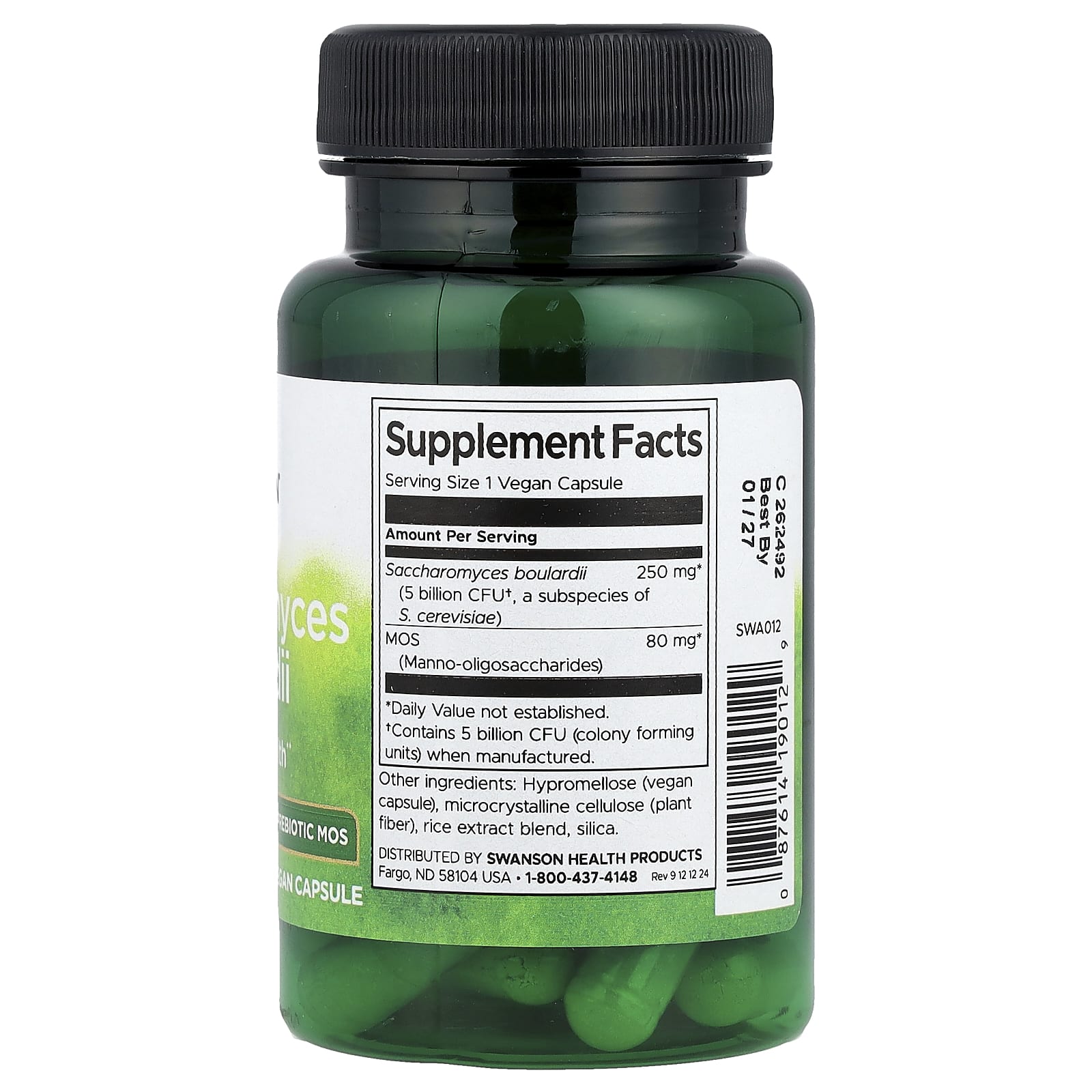 Swanson, Saccharomyces Boulardii with Prebiotic MOS, 30 Vegan Capsules - Image 2