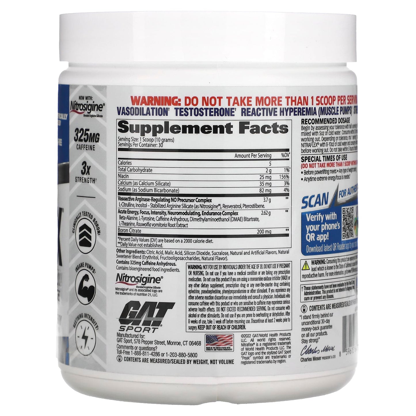 GAT NITRAFLEX Advanced Pre-Workout Powder - Blue Raspberry - 10.6 oz (300 g) - Image 2