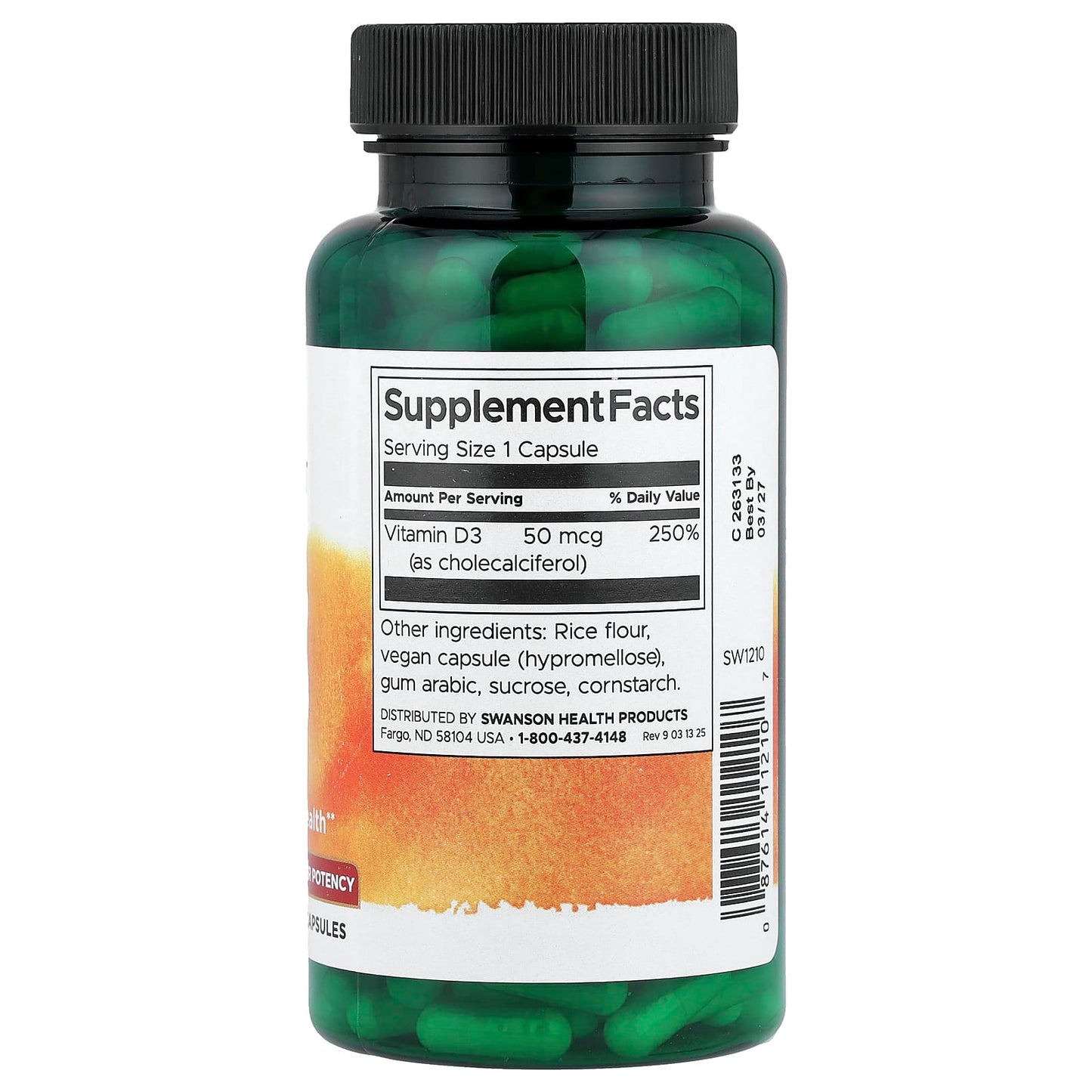 Swanson, Vitamin D3, Higher Potency,  50 mcg (2,000 IU), 250 Capsules - Image 2
