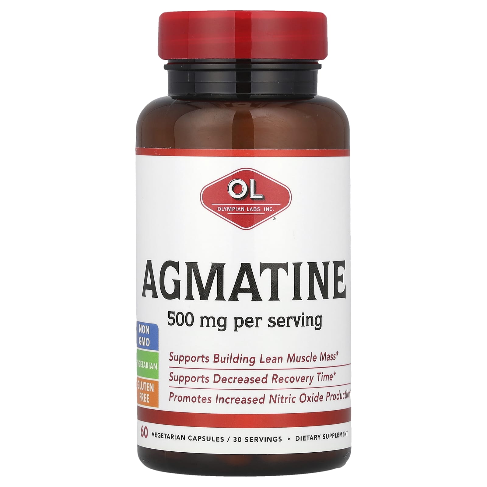 Olympian Labs, Agmatine, 500 mg, 60 Vegetarian Capsules (250 mg per Capsule) - Image 1