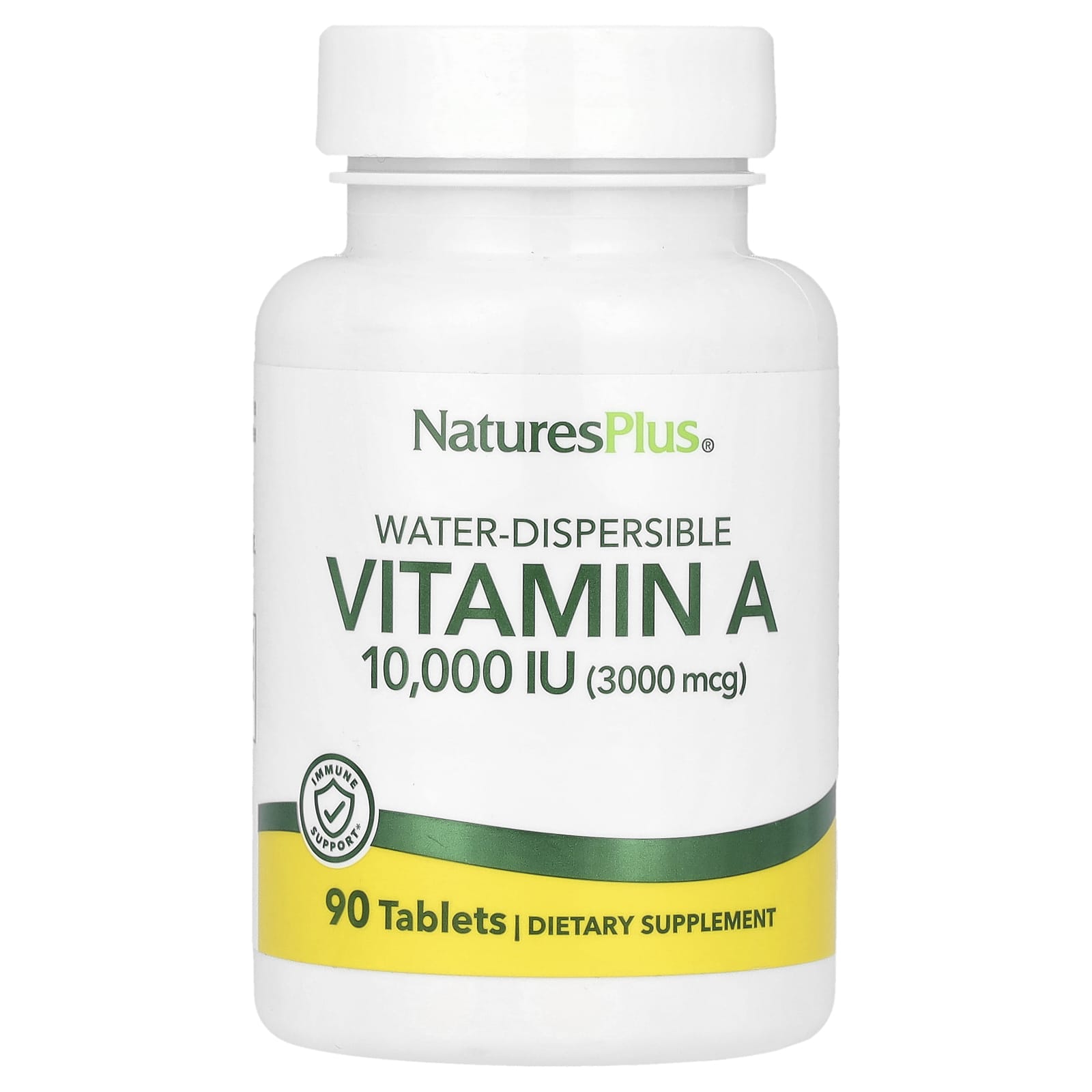 NaturesPlus, Water-Dispersible Vitamin A, 10,000 IU (3,000 mcg), 90 Tablets - Image 1