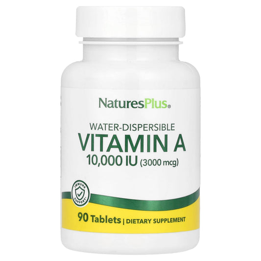 NaturesPlus, Water-Dispersible Vitamin A, 10,000 IU (3,000 mcg), 90 Tablets - Image 1