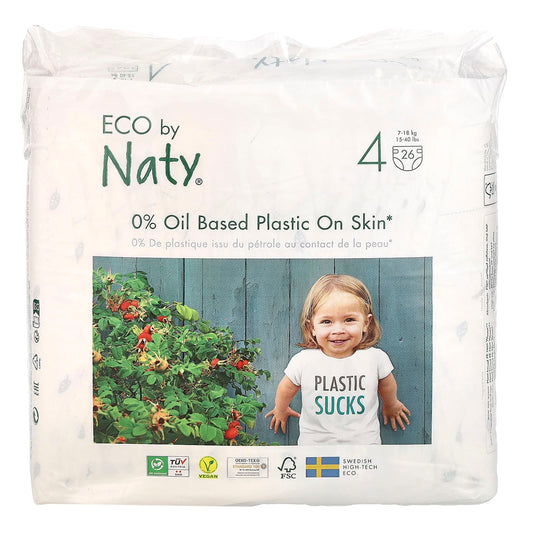 Naty, Eco Diaper, Size 4, 15-40 lbs (7-18 kg), 26 Diapers - Image 1