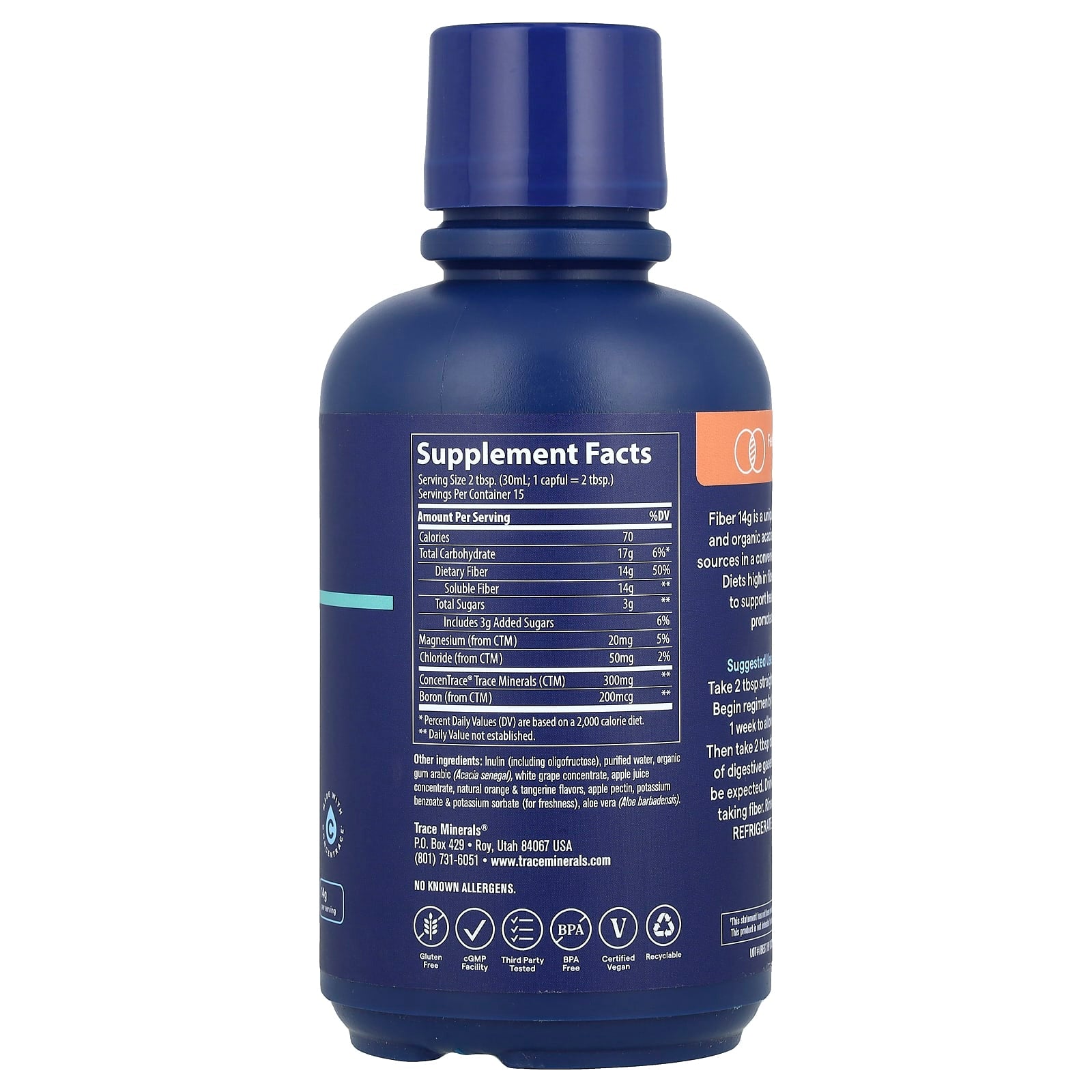 Trace, Fiber, Orange Tangerine, 15 fl oz (444 ml) - Image 2