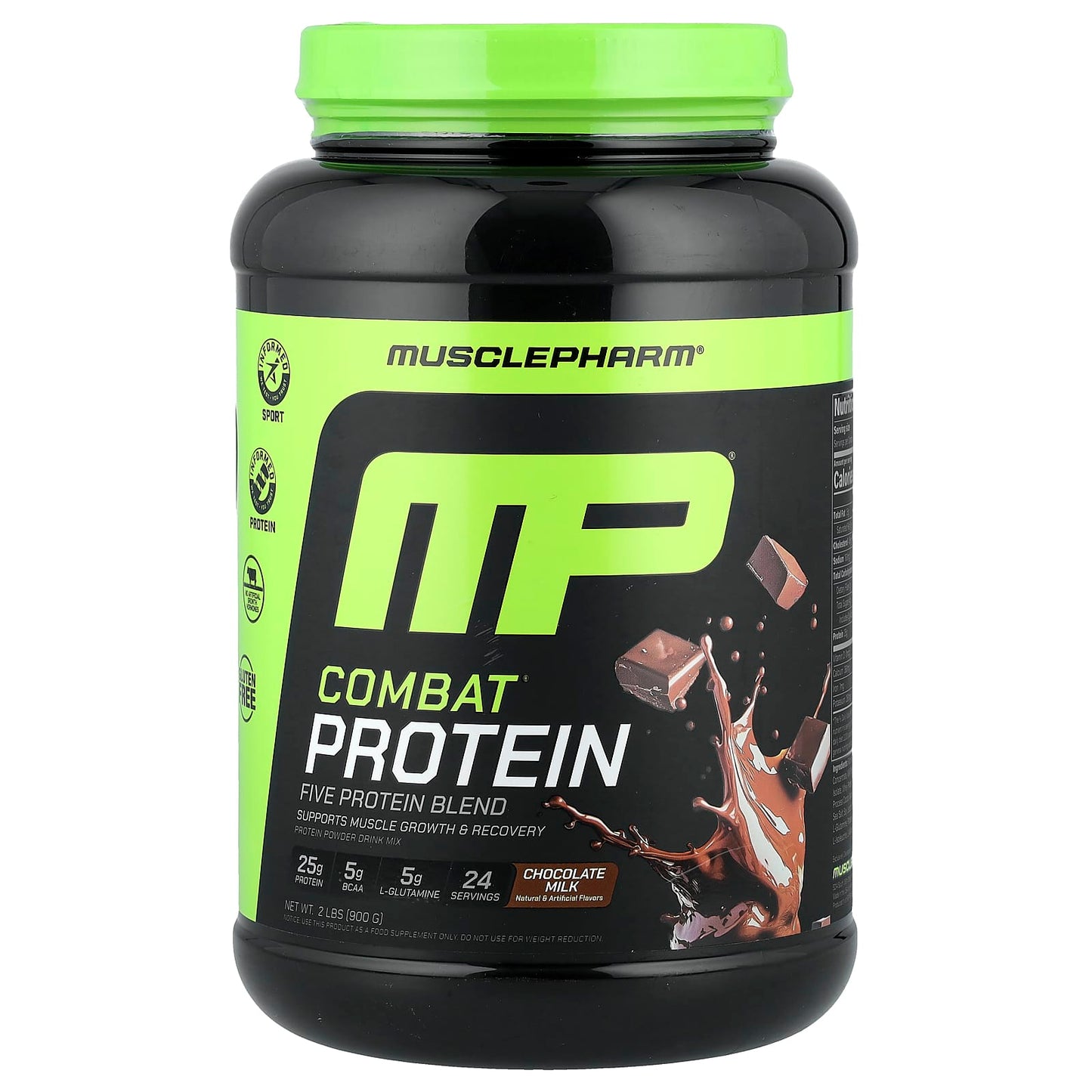 MusclePharm, Combat Protein Powder, Chocolate Milk, 2 lbs (0.9 kg) - Image 1