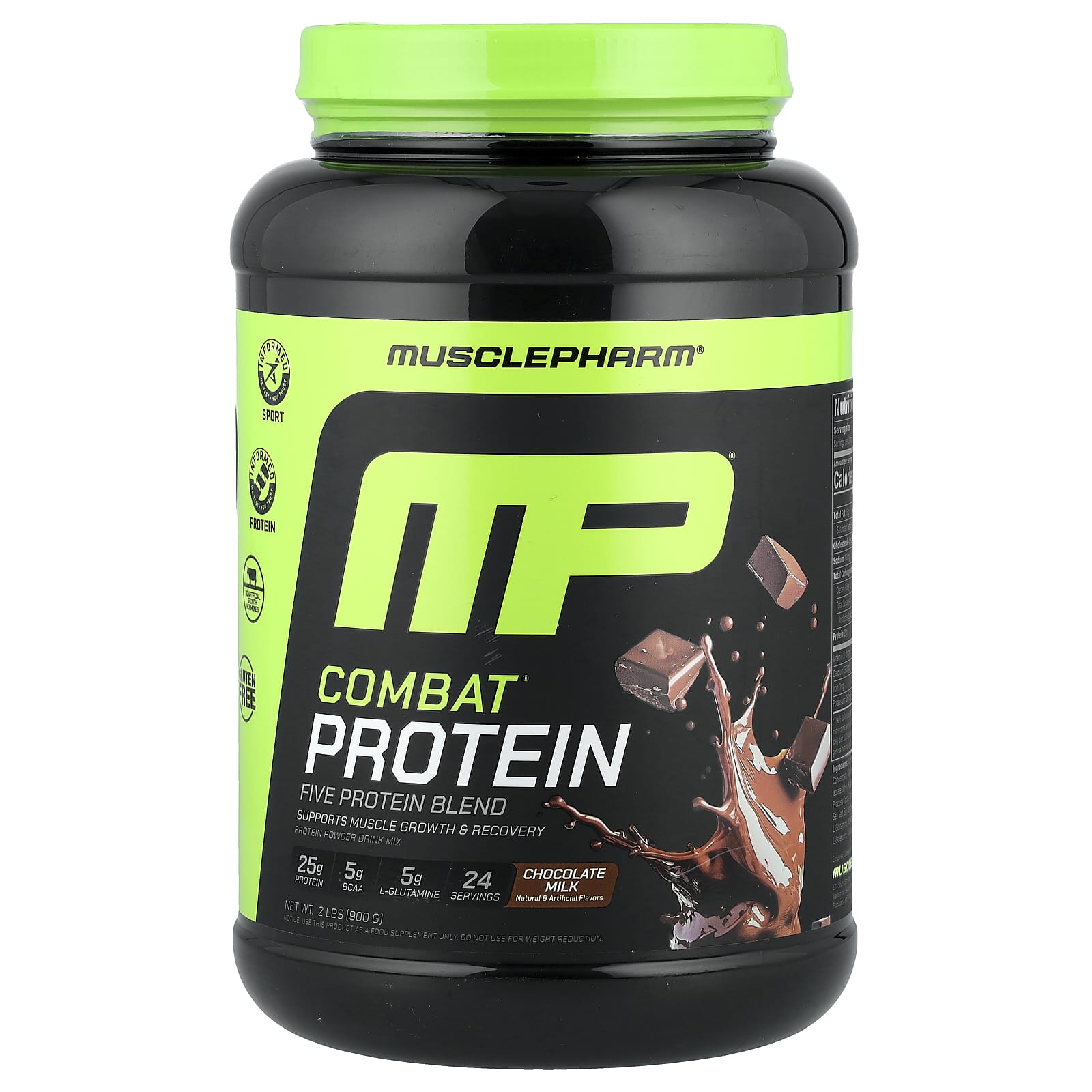 MusclePharm, Combat Protein Powder, Chocolate Milk, 2 lbs (0.9 kg) - Image 1