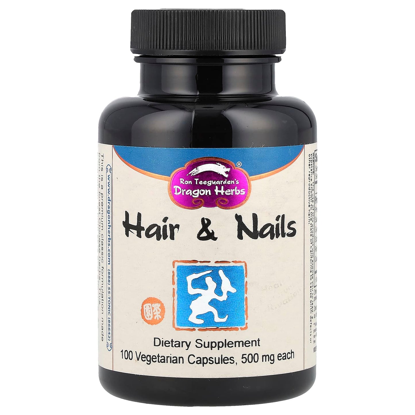 Dragon Herbs Hair & Nail Supplement - 100 Vegetarian Capsules - Image 1