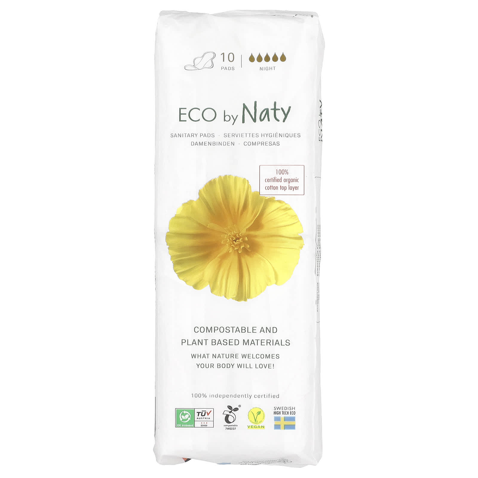 Naty, Sanitary Pads, Night, 10 Pads - Image 1