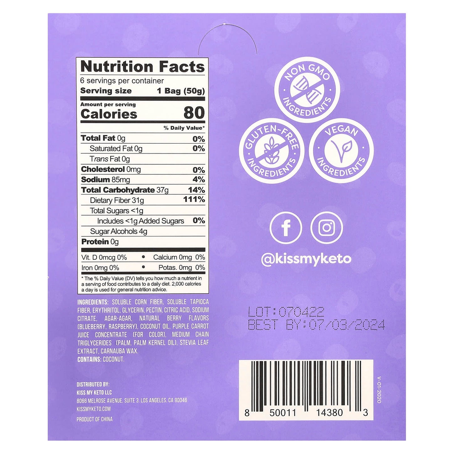 Kiss My Keto, Fish Friends Gummy Candy, Berry, 6 Bags, 1.76 oz ( 50 g) Each - Image 2