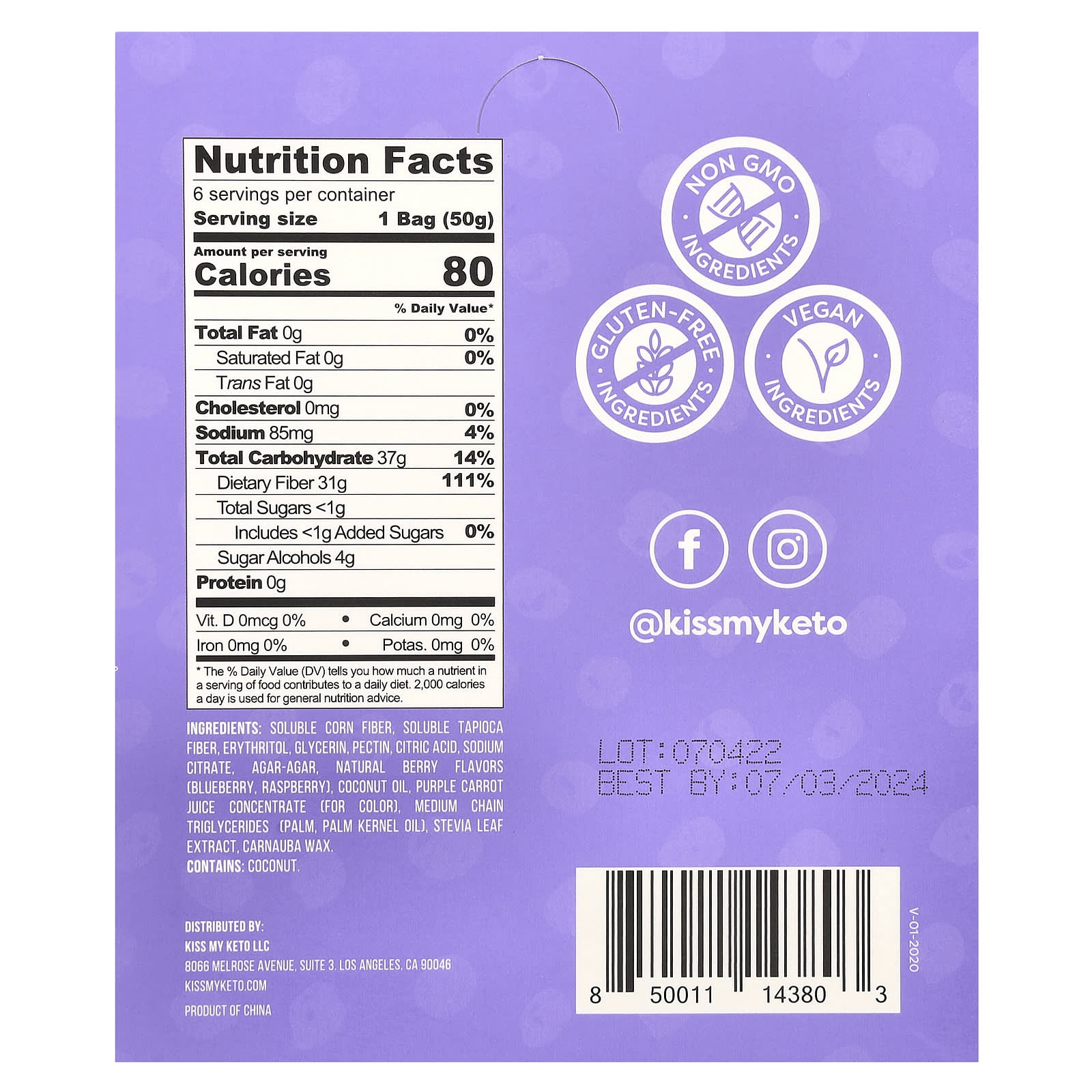Kiss My Keto, Fish Friends Gummy Candy, Berry, 6 Bags, 1.76 oz ( 50 g) Each - Image 2