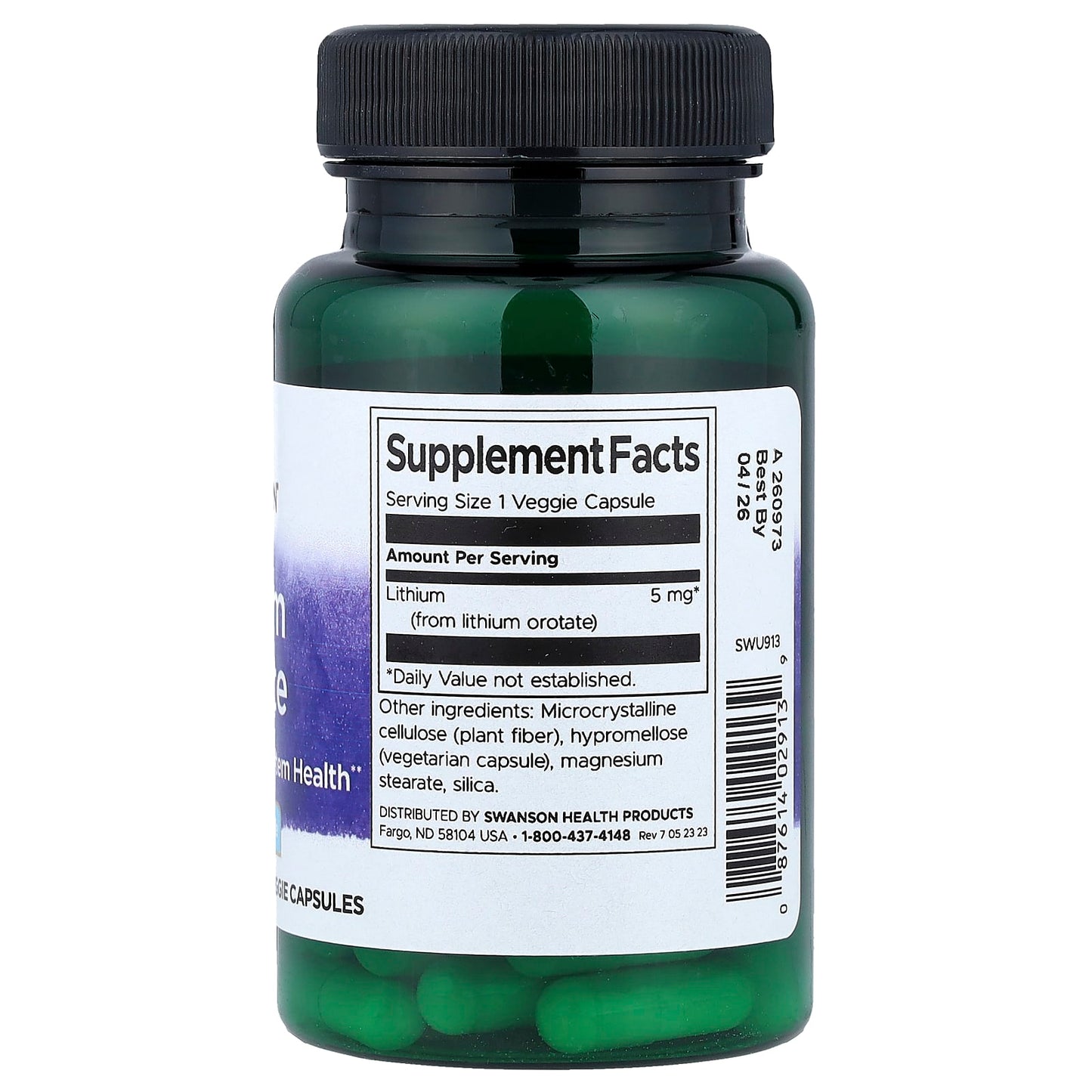 Swanson, Lithium Orotate, 5 mg, 60 Veggie Capsules - Image 2