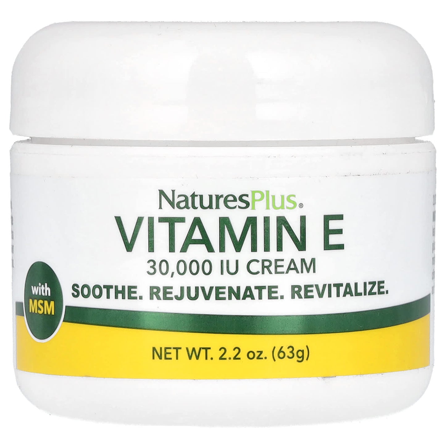 NaturesPlus, Vitamin E Cream With MSM, 30,000 IU, 2.2 oz (63 g) - Image 1