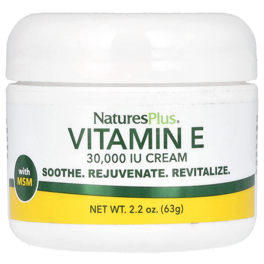 NaturesPlus, Vitamin E Cream With MSM, 30,000 IU, 2.2 oz (63 g) - Image 1