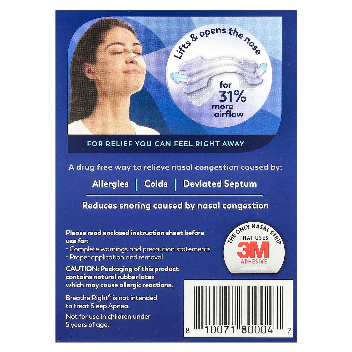 Breathe Right Nasal Strips for Sensitive Skin - Clear, 30 Strips - Image 2