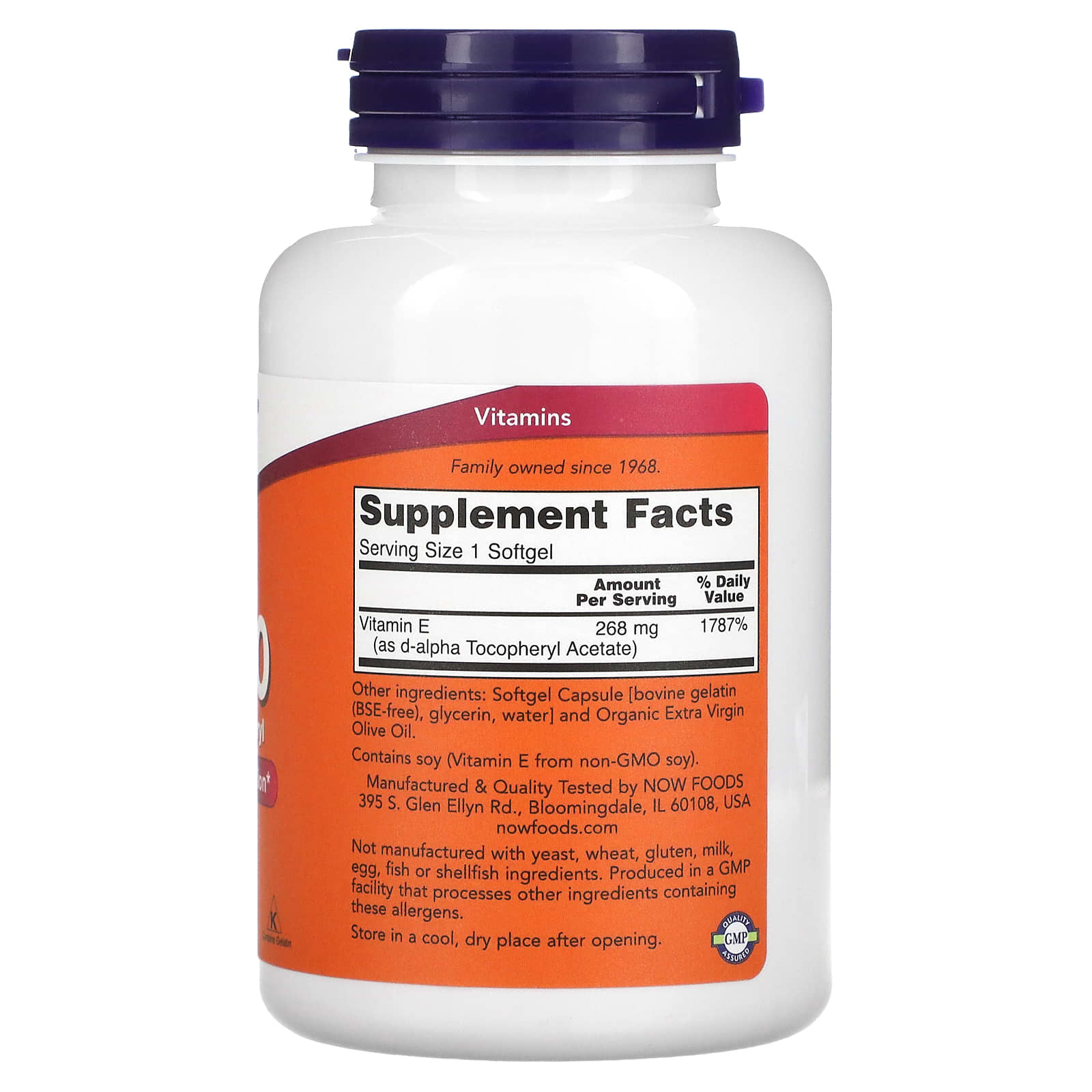 NOW Foods, E-400, 268 mg (400 IU), 250 Softgels - Image 2