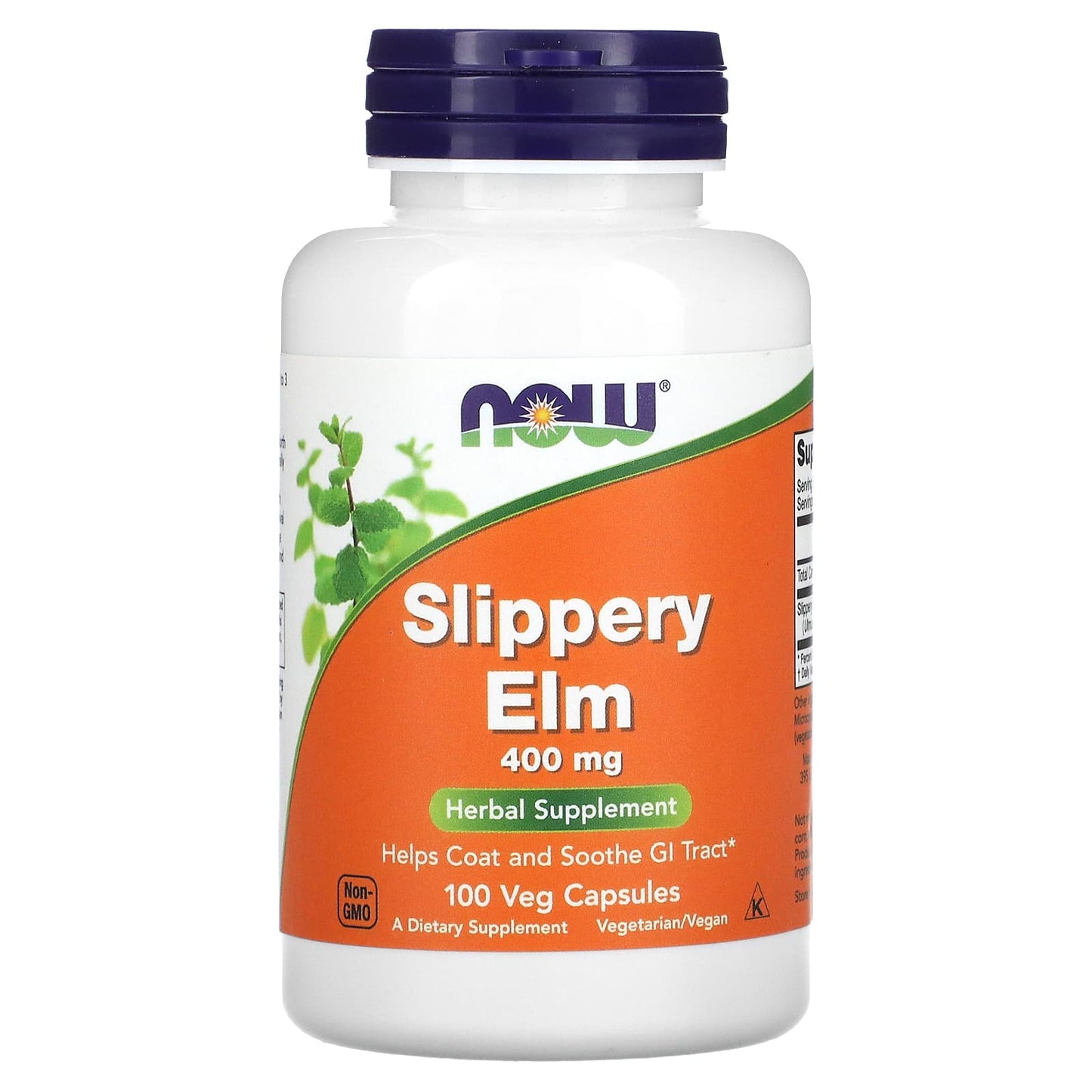 NOW Foods, Slippery Elm, 400 mg, 100 Veg Capsules - Image 1
