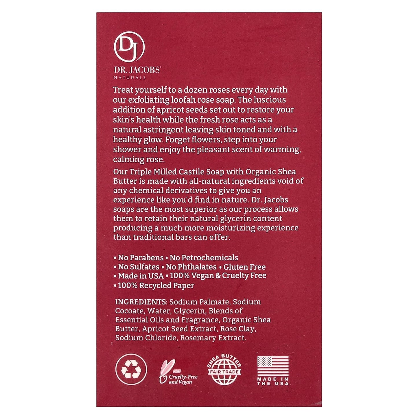 Rose Exfoliating Castile Bar Soap - Natural Moisturizer by Dr. Jacobs Naturals - Image 2