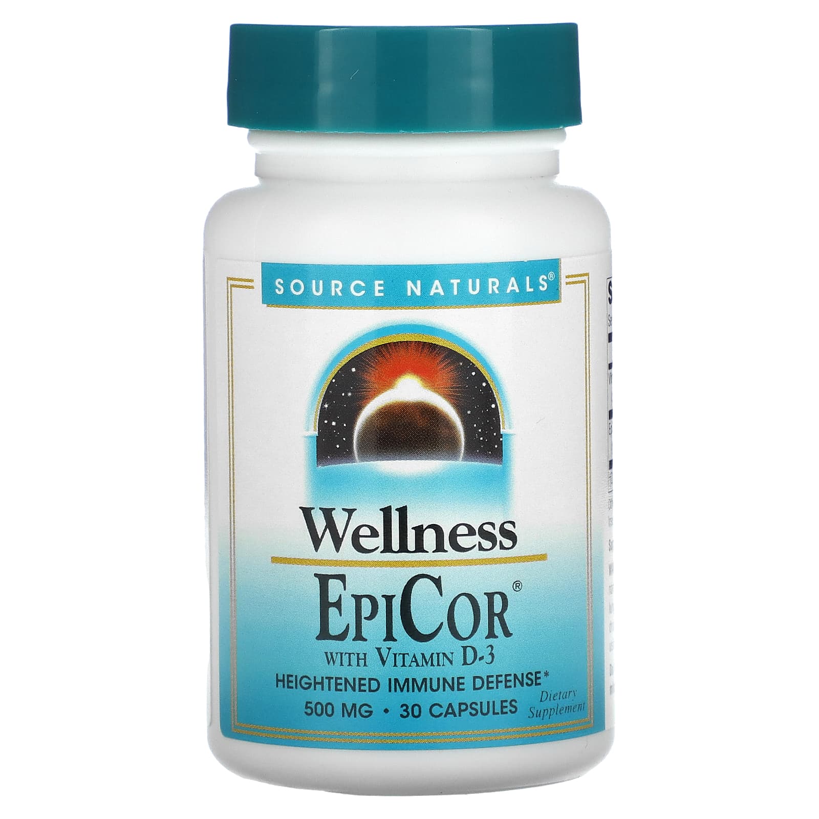 Source Naturals, Wellness, EpiCor With Vitamin D-3, 500 mg, 30 Capsules - Image 1