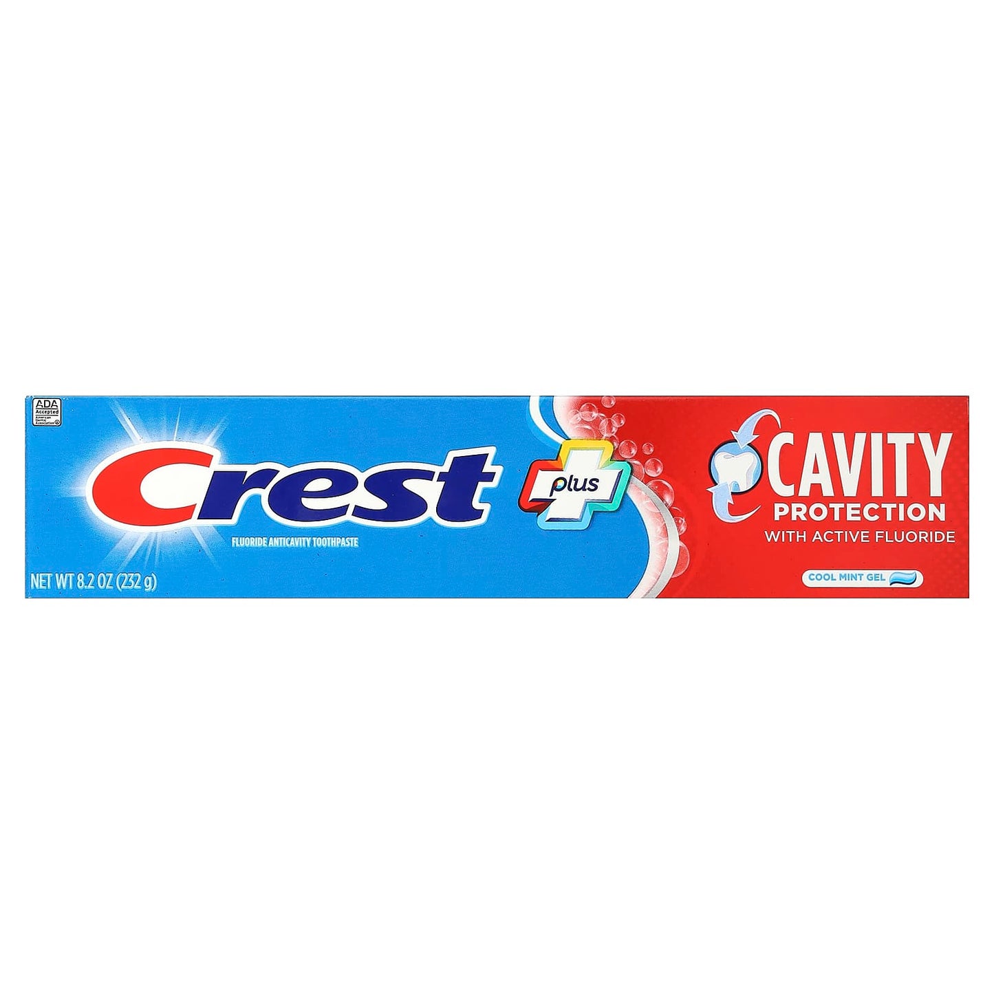 Crest Plus Fluoride Anticavity Toothpaste, Cool Mint Gel, 8.2 oz - Image 2