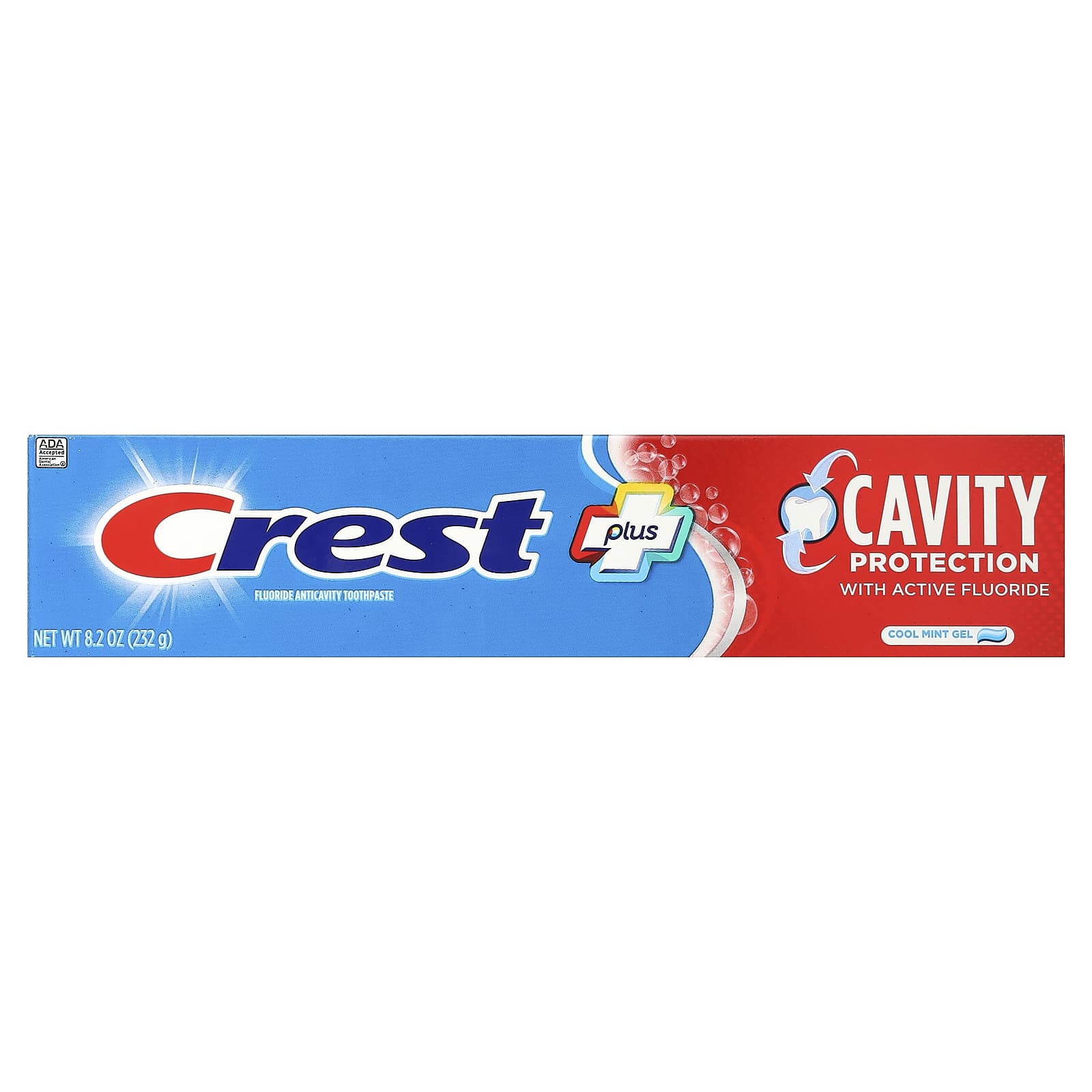 Crest Plus Fluoride Anticavity Toothpaste, Cool Mint Gel, 8.2 oz - Image 2