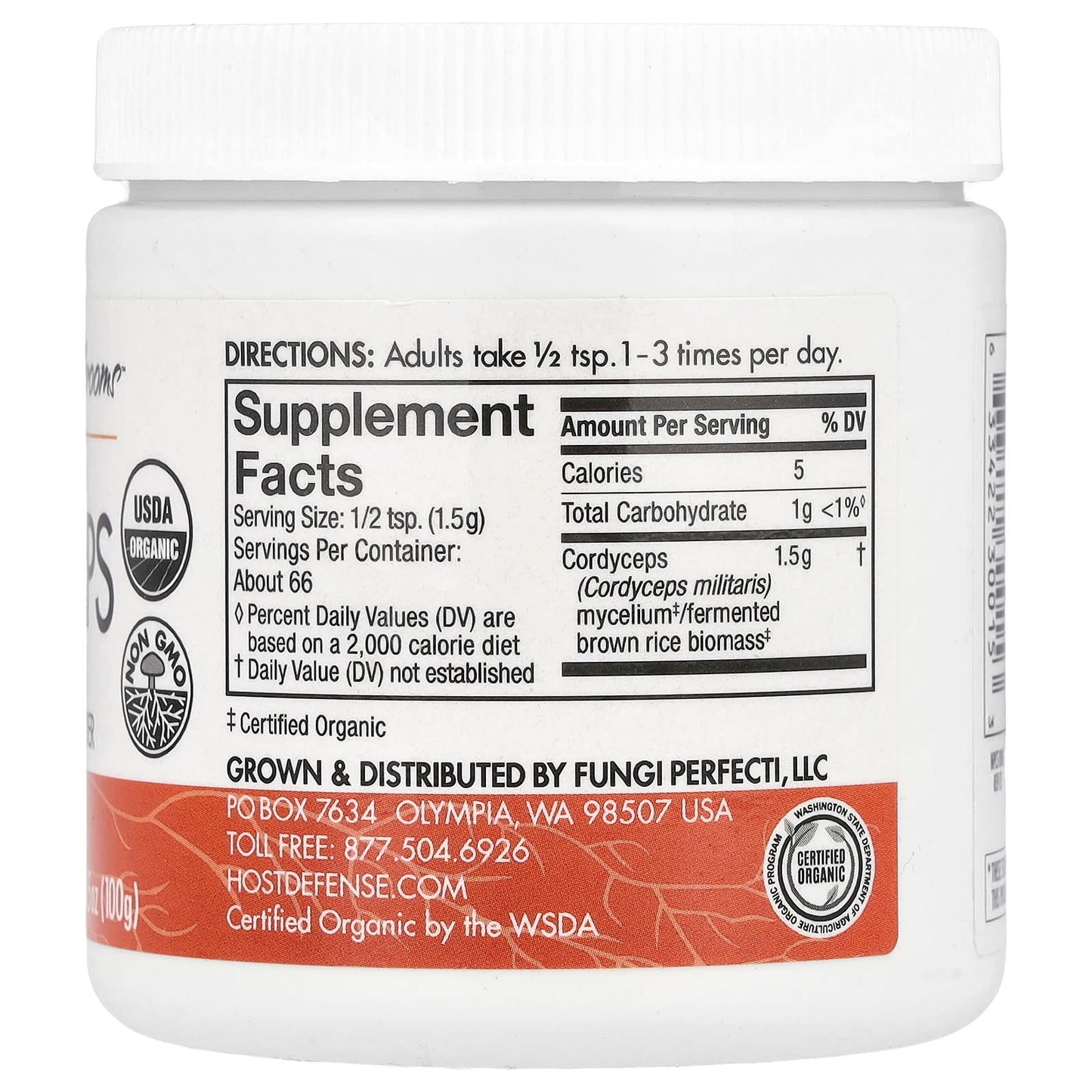 Host Defense Cordyceps Mushroom Mycelium Powder, 100g, USDA Organic - Image 2