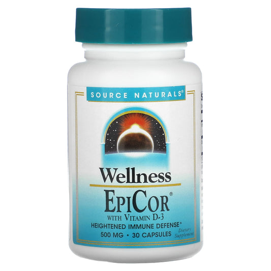 Source Naturals, Wellness, EpiCor With Vitamin D-3, 500 mg, 30 Capsules - Image 1