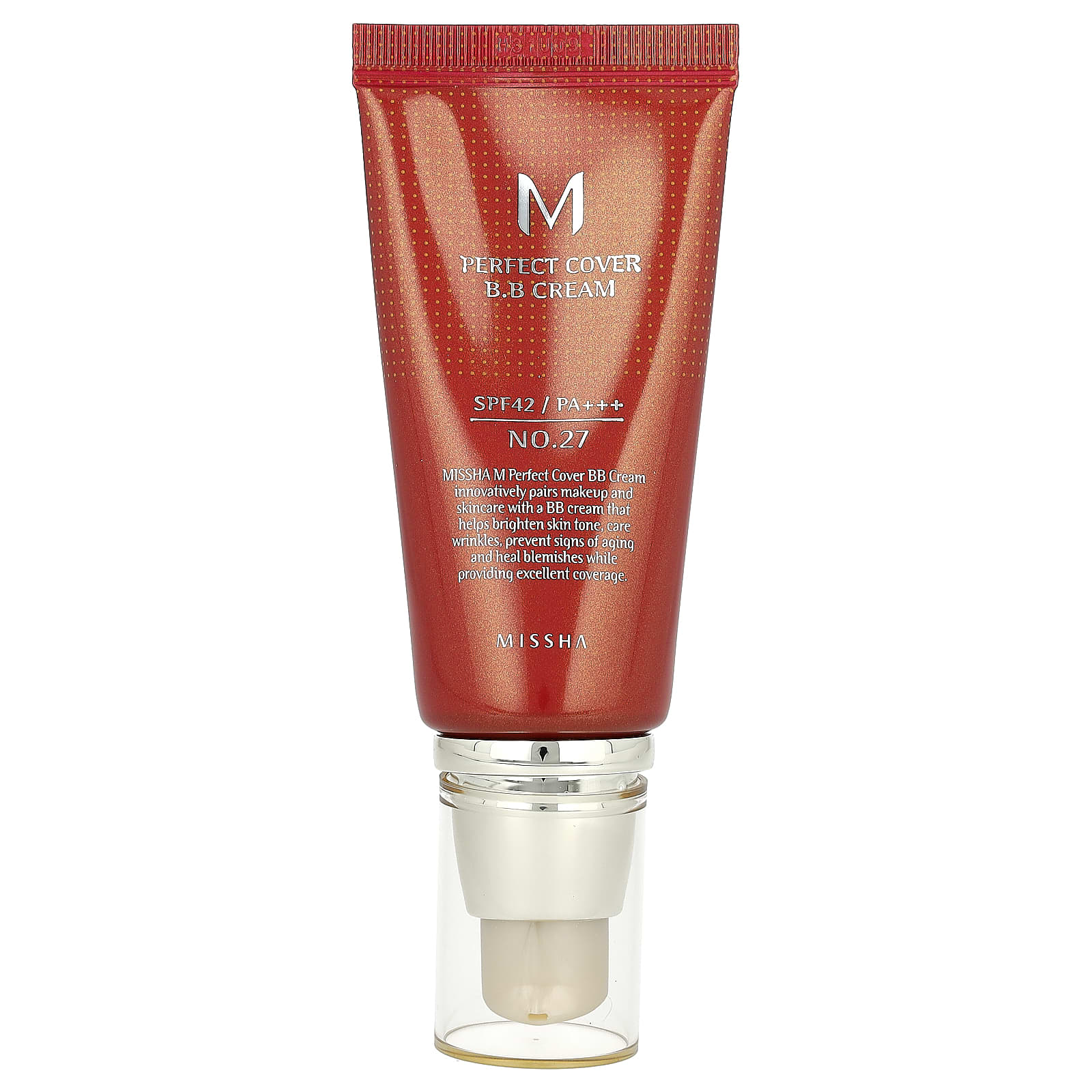 Missha, M Perfect Cover B.B Cream, SPF 42 PA+++, No. 27 Honey Beige, 1.7 fl oz (50 ml) - Image 1
