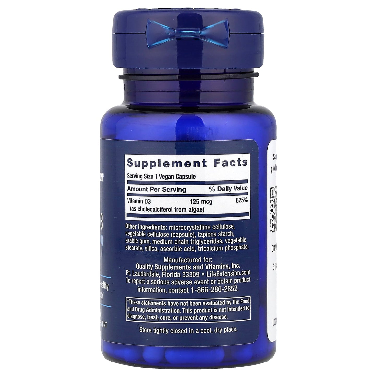 Life Extension, Vegan Vitamin D3, 125 mcg (5000 IU), 60 Vegan Capsules - Image 2