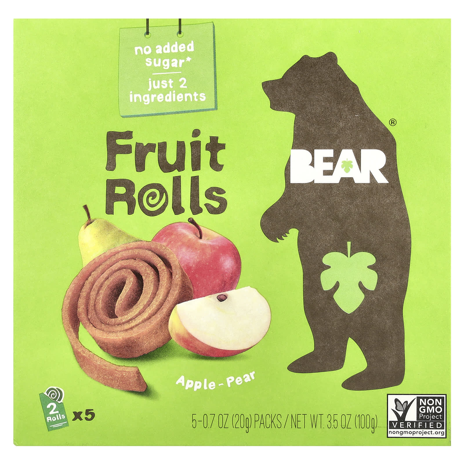 Delicious Bear Fruit Rolls, Apple-Pear, 5 Packs, 0.7 oz (20 g) Each - Image 1
