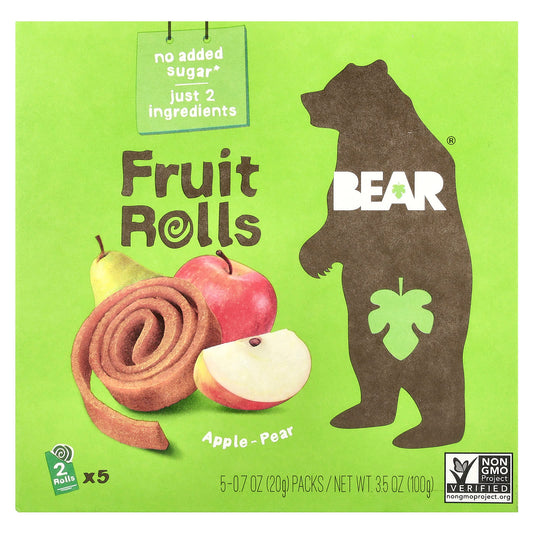 Delicious Bear Fruit Rolls, Apple-Pear, 5 Packs, 0.7 oz (20 g) Each - Image 1