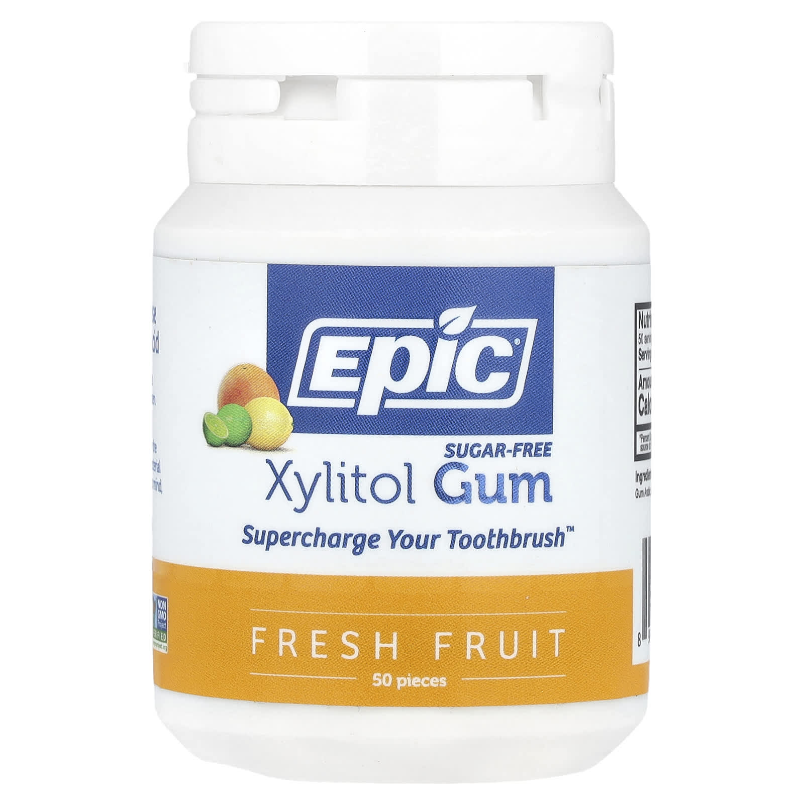 Sugar-Free Xylitol Gum by Epic Dental, Fresh Fruit Flavor, 50 Pieces - Image 1