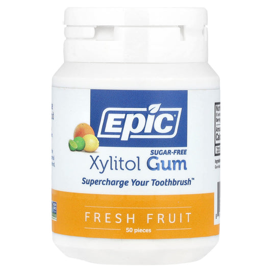 Sugar-Free Xylitol Gum by Epic Dental, Fresh Fruit Flavor, 50 Pieces - Image 1