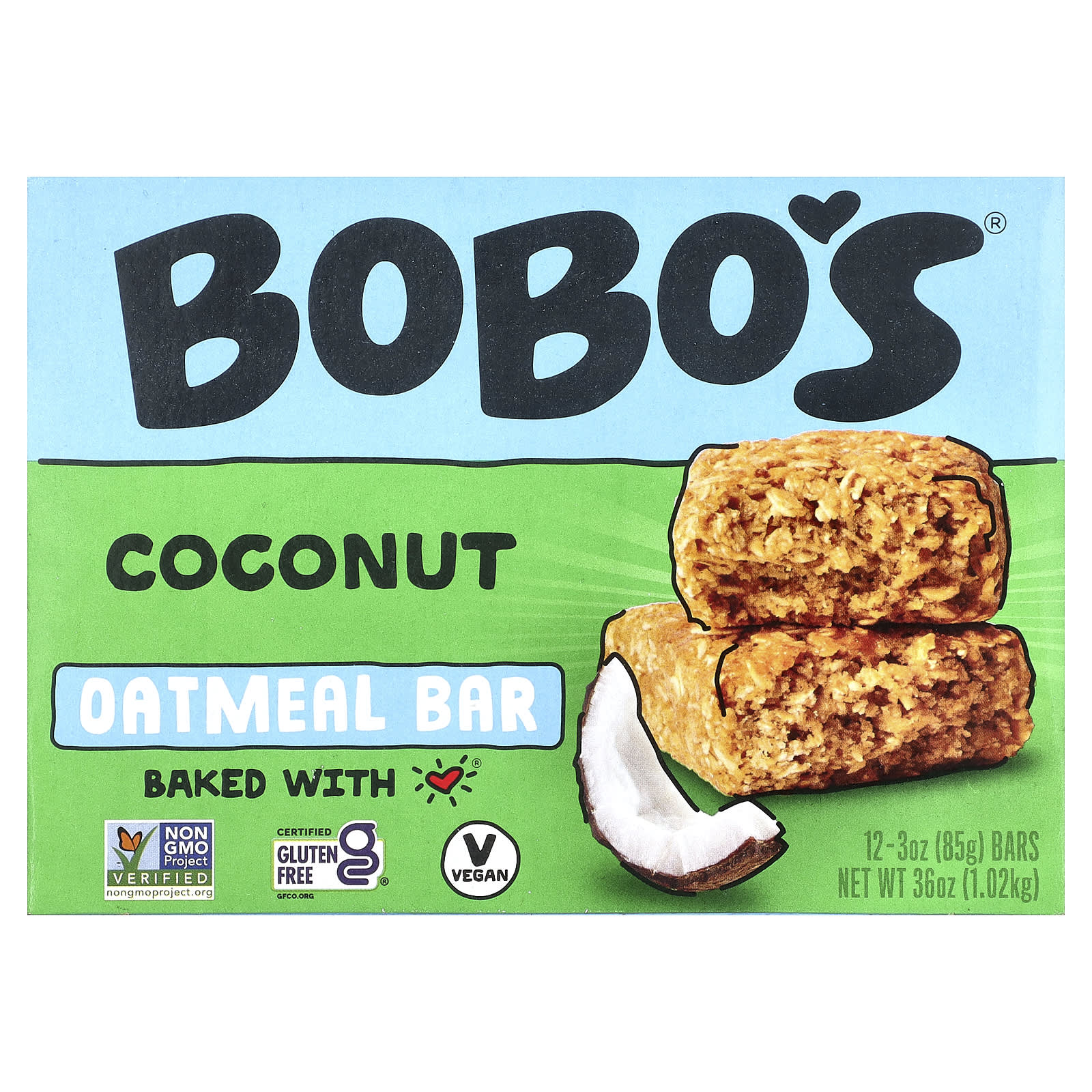 Deliciously Healthy Coconut Oat Bars by Bobo's - 12 Bars, 3 oz Each - Image 1
