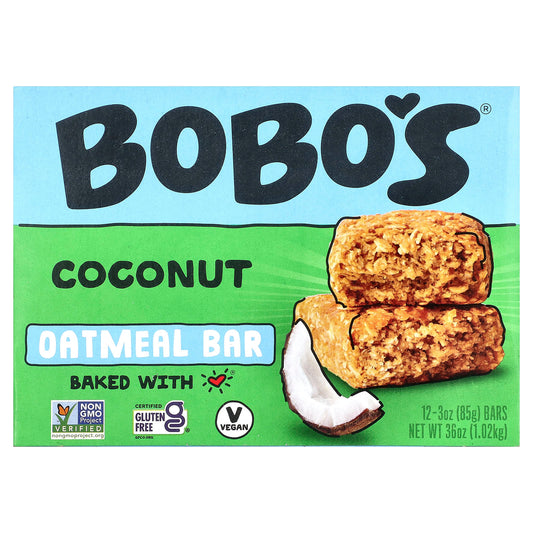 Deliciously Healthy Coconut Oat Bars by Bobo's - 12 Bars, 3 oz Each - Image 1