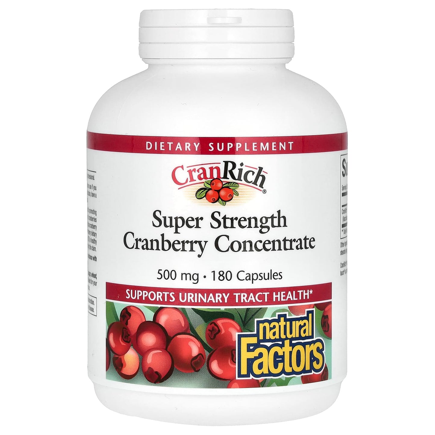 Natural Factors, CranRich, Cranberry Concentrate, Super Strength, 500 mg, 180 Capsules - Image 1