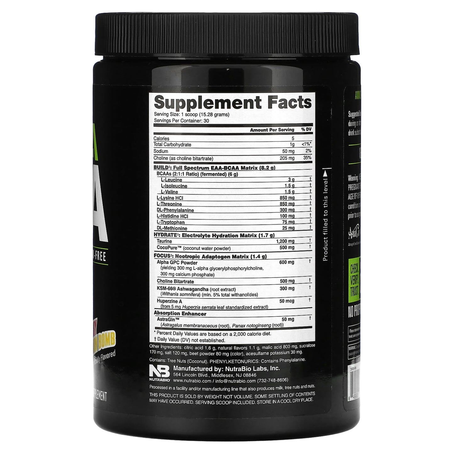 NutraBio, Alpha EAA, Strawberry Lemon Bomb, 1 lb (458 g) - Image 2