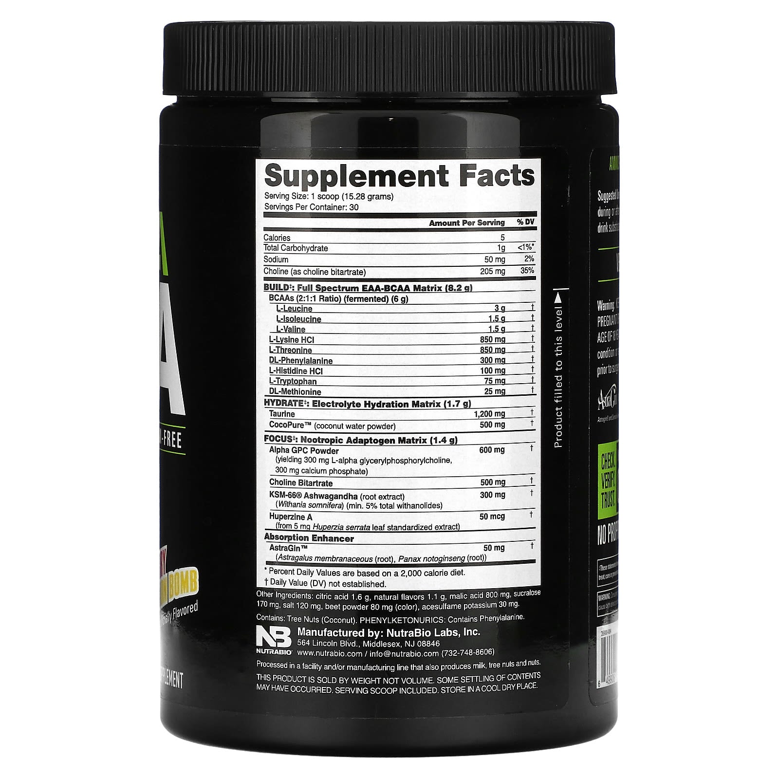 NutraBio, Alpha EAA, Strawberry Lemon Bomb, 1 lb (458 g) - Image 2