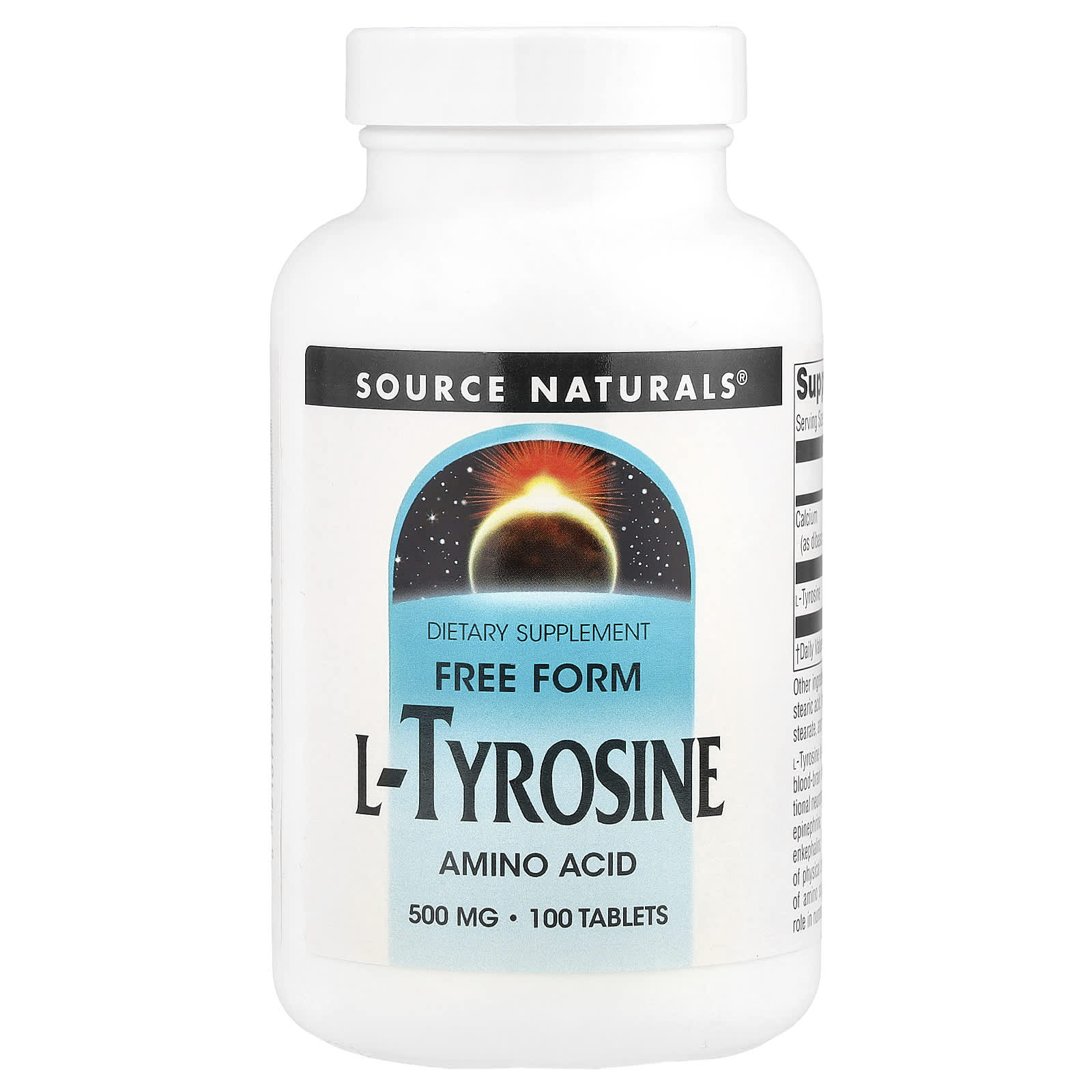 Source Naturals, L-Tyrosine, 500 mg, 100 Tablets - Image 1