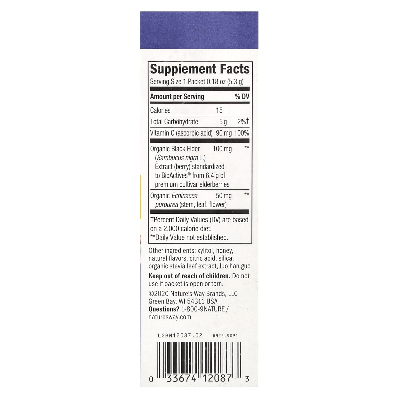 Nature's Way, Sambucus®, Hot Drink Mix, Standardized Elderberry, Honey Lemon-Berry, 10 Packets, 0.18 oz Each