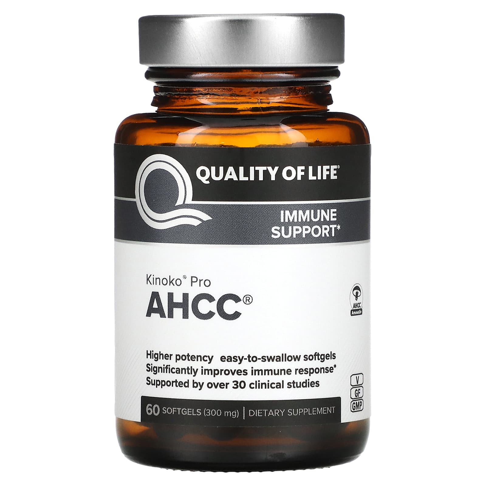 Quality of Life, Kinoko Pro AHCC, 300 mg, 60 Softgels - Image 1