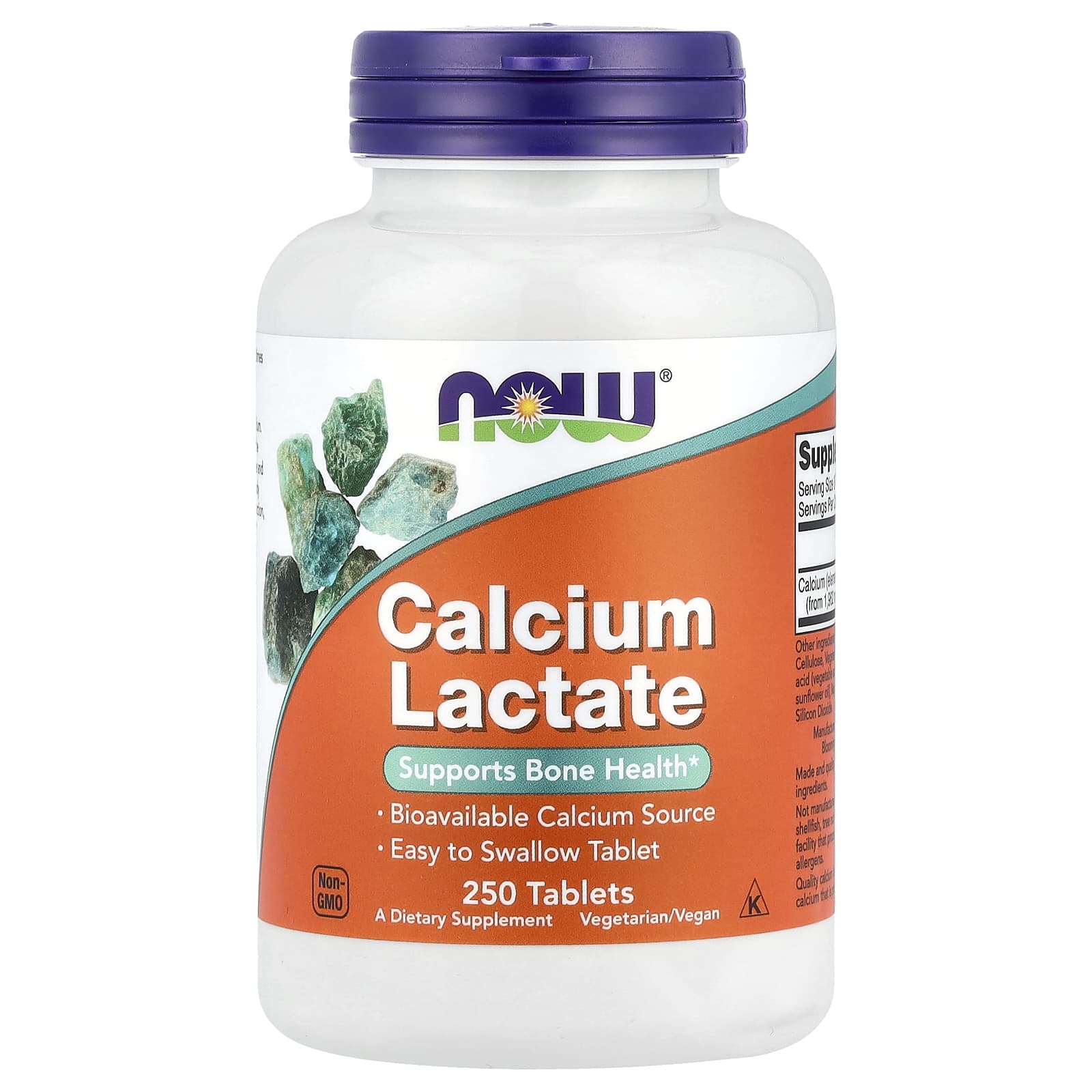 NOW Foods, Calcium Lactate, 250 Tablets (85 mg per Tablet) - Image 1