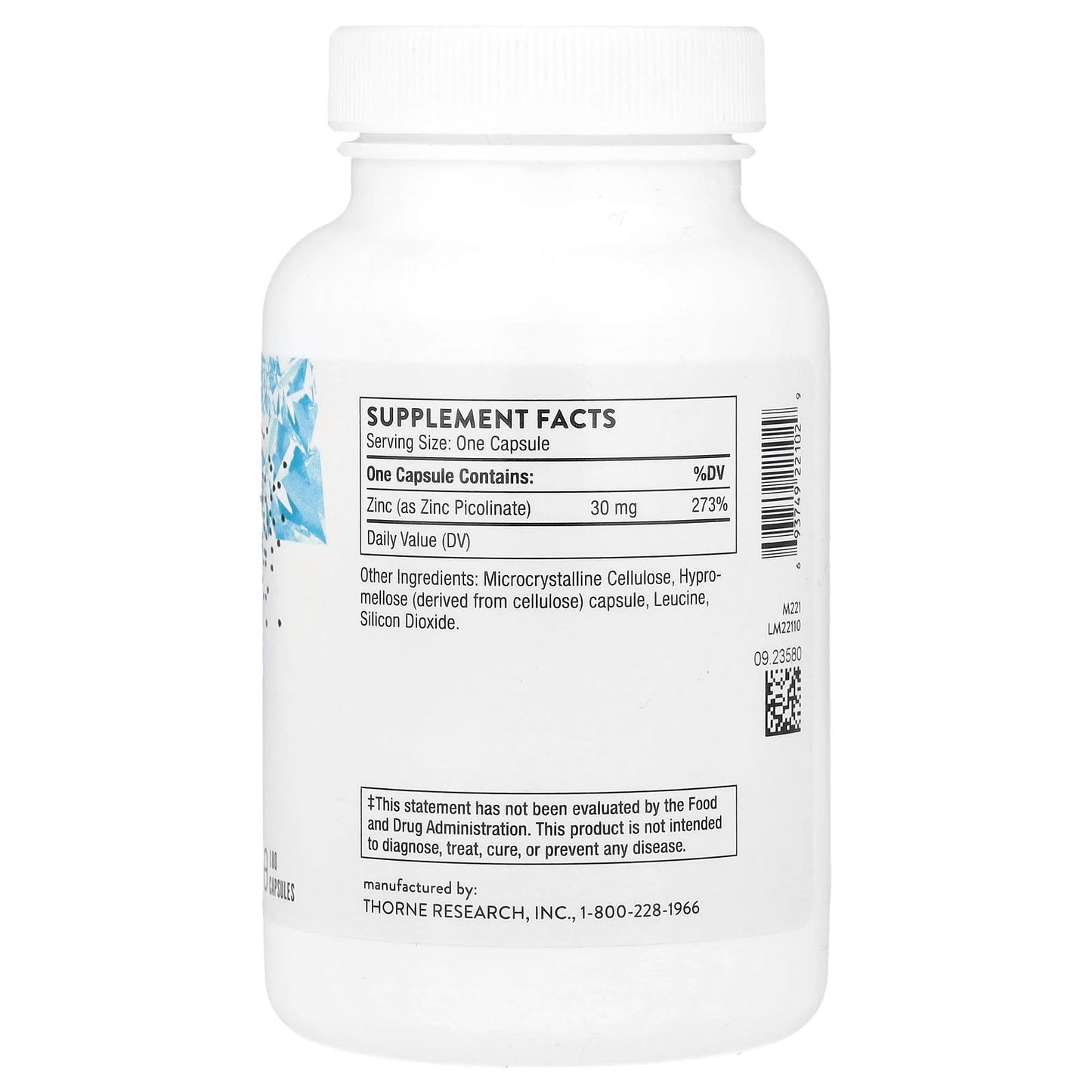 Thorne, Zinc Picolinate, 30 mg, 180 Capsules - Image 2