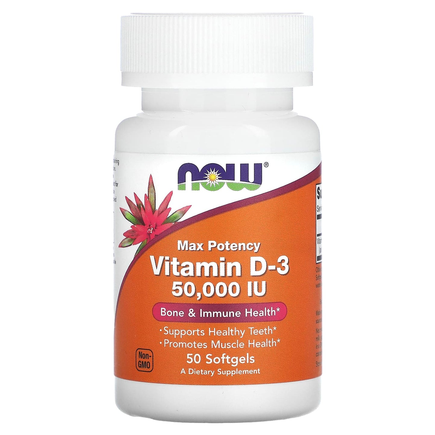 NOW Foods, Vitamin D-3, Max Potency, 50,000 IU, 50 Softgels - Image 1