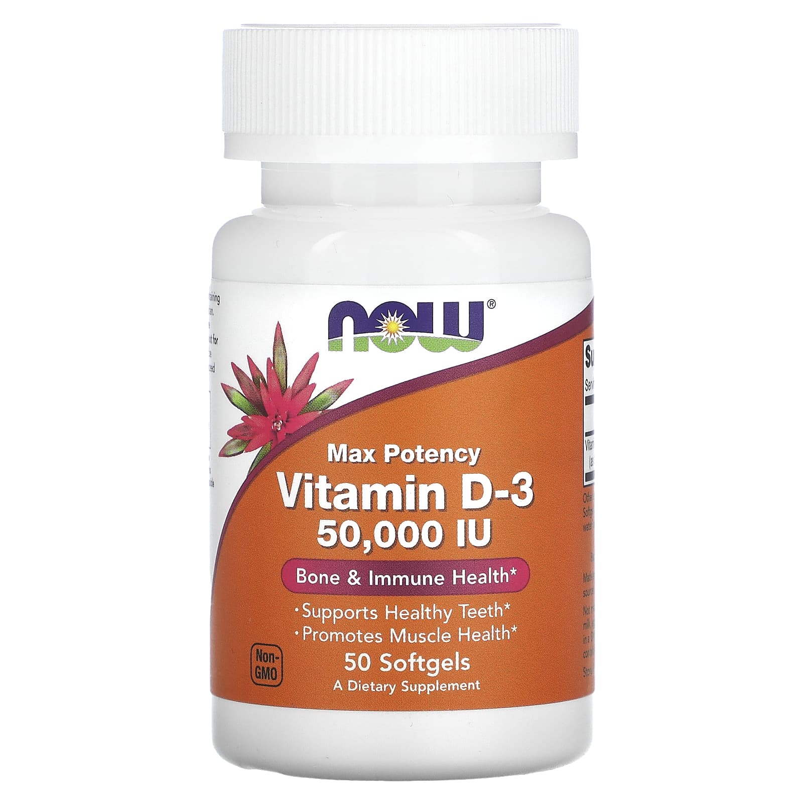 NOW Foods, Vitamin D-3, Max Potency, 50,000 IU, 50 Softgels - Image 1
